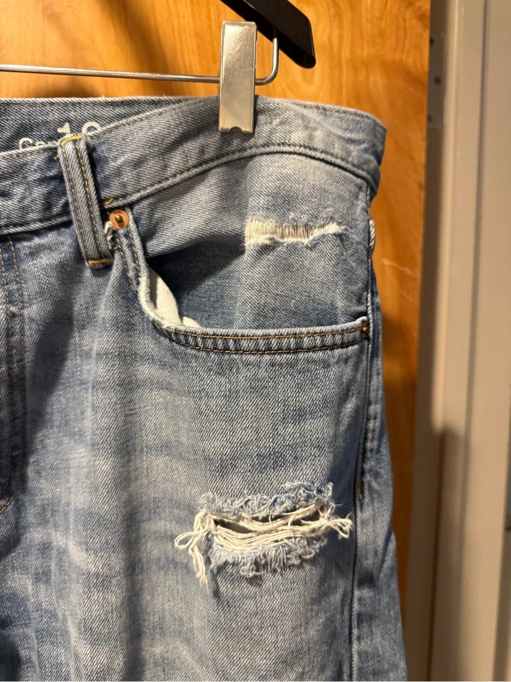 GAP 1969 Light Blue Slim Straight Ripped Jeans